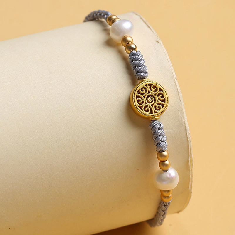 KarmaRipple's Bronze Coin Fortune Tree Pearl Fortune Blue Rope Woven Bracelet p22