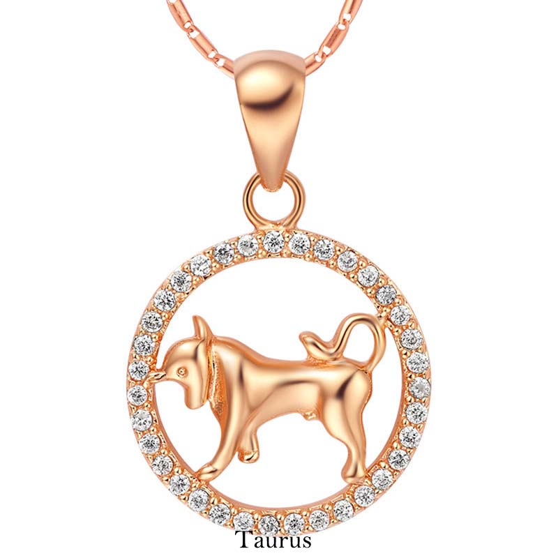 KarmaRipple's 12 Constellations of the Zodiac Rhinestone Fortune Pendant Chain Necklace ( p18