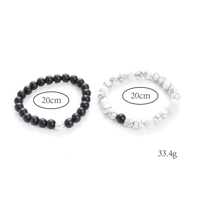 KarmaRipple's 2pcs Authentic Frosted Stone Ivory Turquoise Bead Pair Bracelet p7