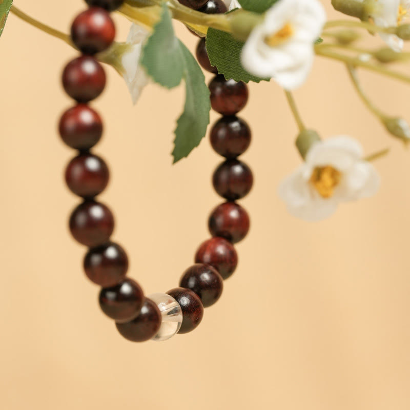 KarmaRipple's Small Leaf Red Sandalwood Ivory Gemstone Protection Bracelet p2