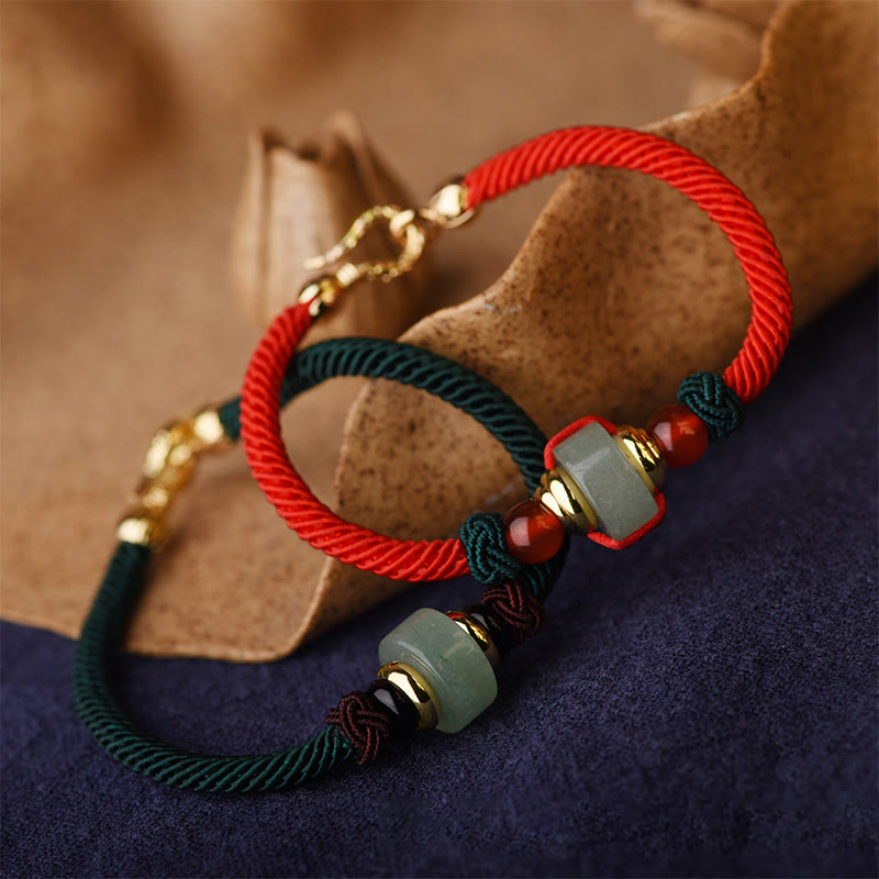 KarmaRipple's Tibetan Green Aventurine Fortune Braid String Bracelet p3