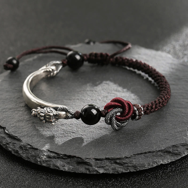 KarmaRipple's 925 Sterling Silver Auspicious Dragon Success Handcrafted Woven Bracelet p16