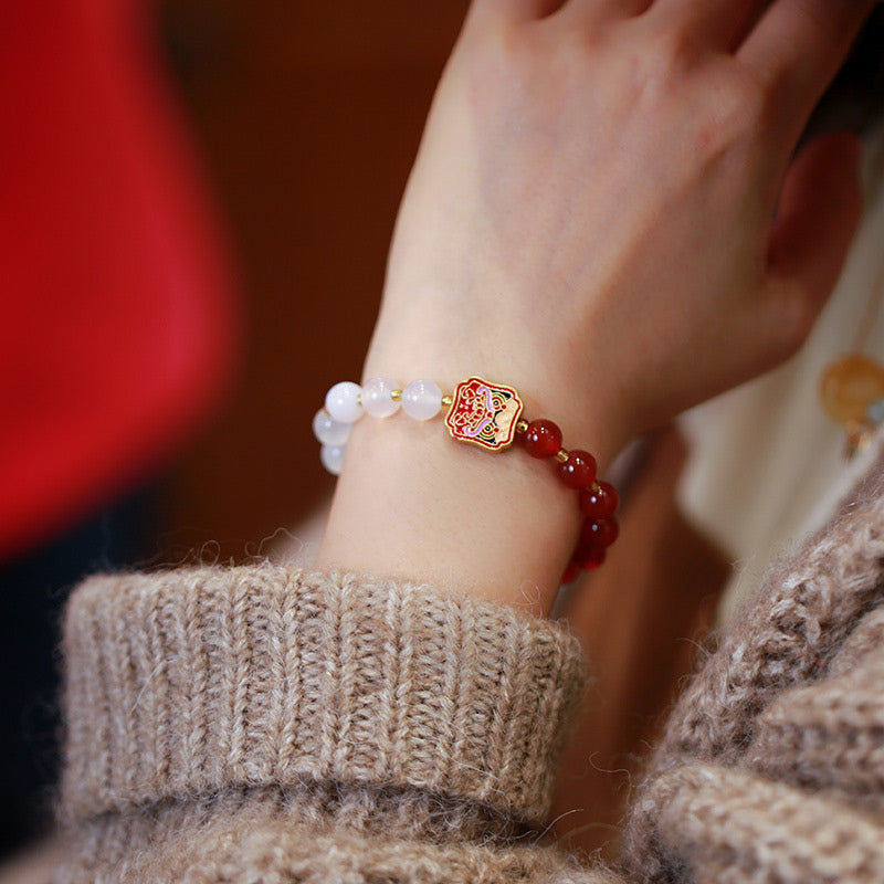 KarmaRipple's Red Agate Ivory Agate Strength Balancing Bracelet p2
