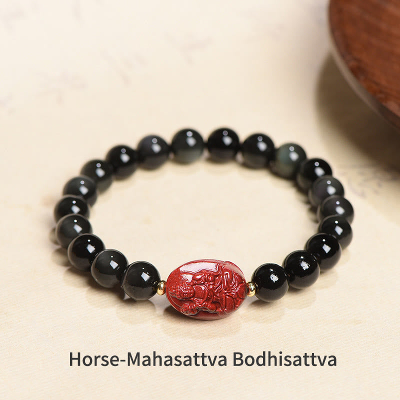 KarmaRipple's Chinese Zodiac Natal Buddha Authentic Black Obsidian Cinnabar Purification Bracelet p4