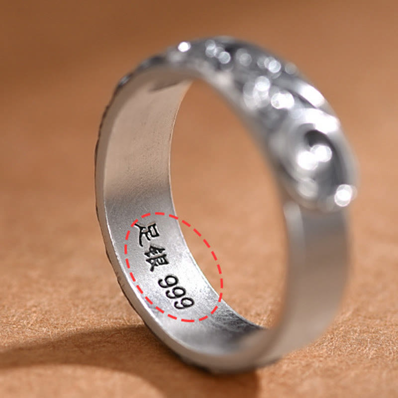 KarmaRipple's 999 Sterling Silver Auspicious Clouds Engraved Blessing Adjustable Ring p6