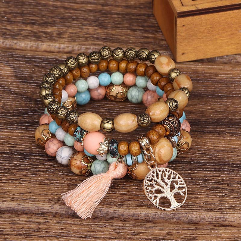 KarmaRipple's Wenge Wood Layered Tree Tassel Balancing Bracelet p8
