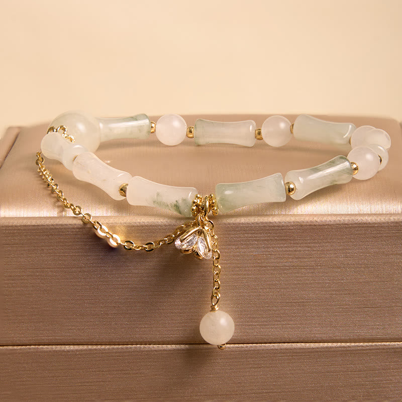 KarmaRipple's Tianshan Ivory Jade Bamboo Pattern Fortune Blessing Bracelet p2