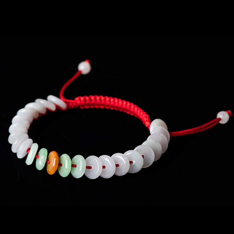 KarmaRipple's Round Jade Fortunate Red String Weave Bracelet p16