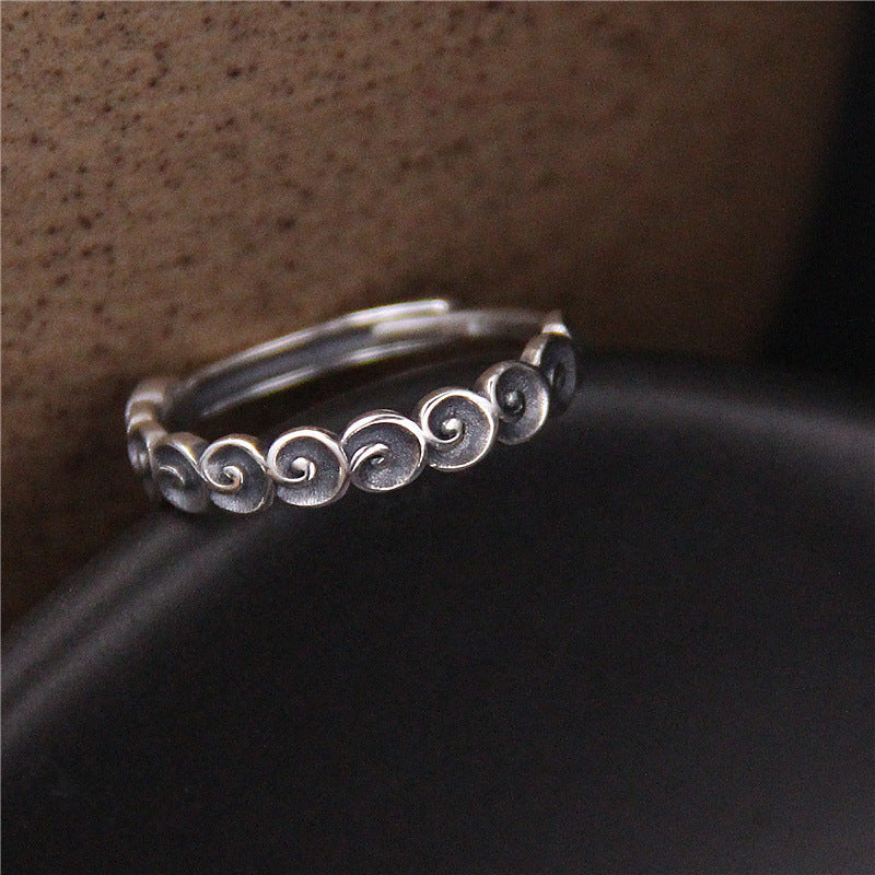 KarmaRipple's 925 Sterling Silver Auspicious Clouds Engraved Ring p1