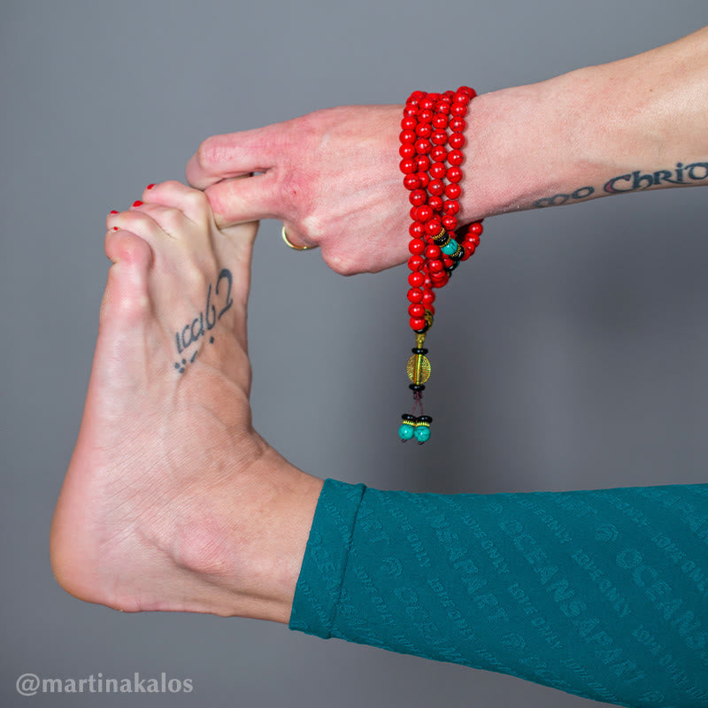 KarmaRipple's Tibetan Mala Red Turquoise Fortunate Pendant Bracelet p6
