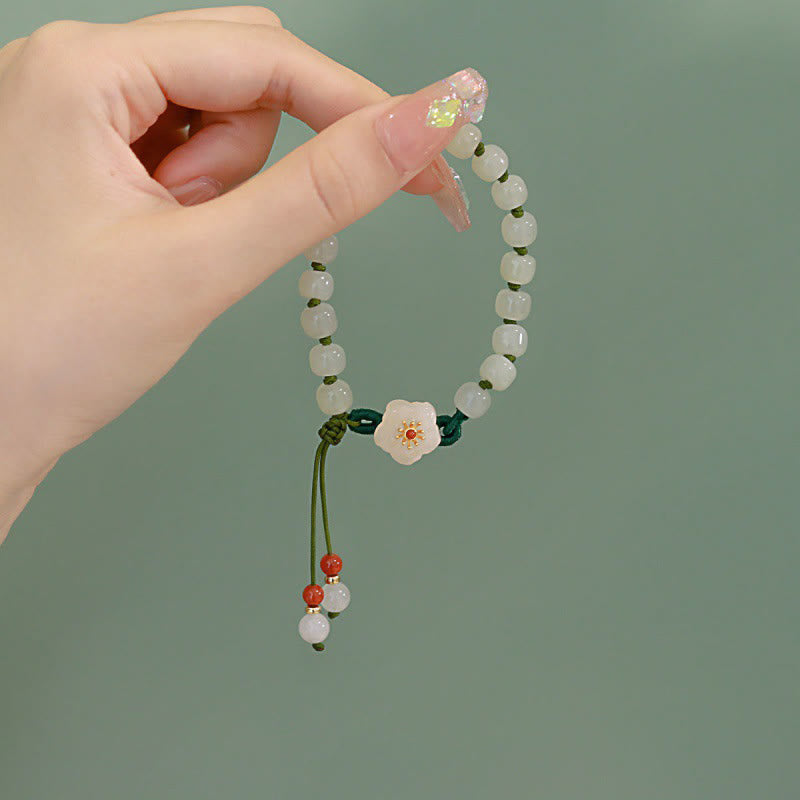 KarmaRipple's Jade Peach Blossom Flower Fortune Bracelet p5