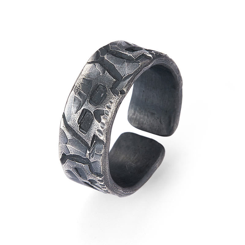 KarmaRipple's 999 Sterling Silver Skeleton Pattern Handmade Blessing Ring p12