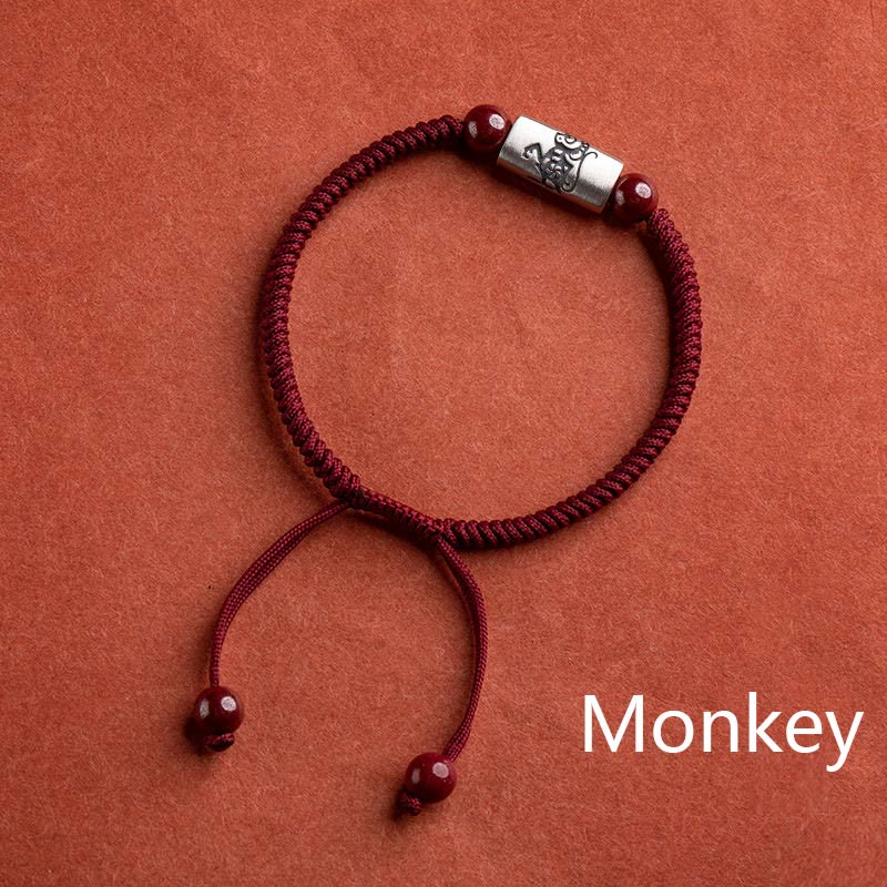 KarmaRipple's 925 Sterling Silver 12 Chinese Zodiac Cinnabar String Bracelet p44