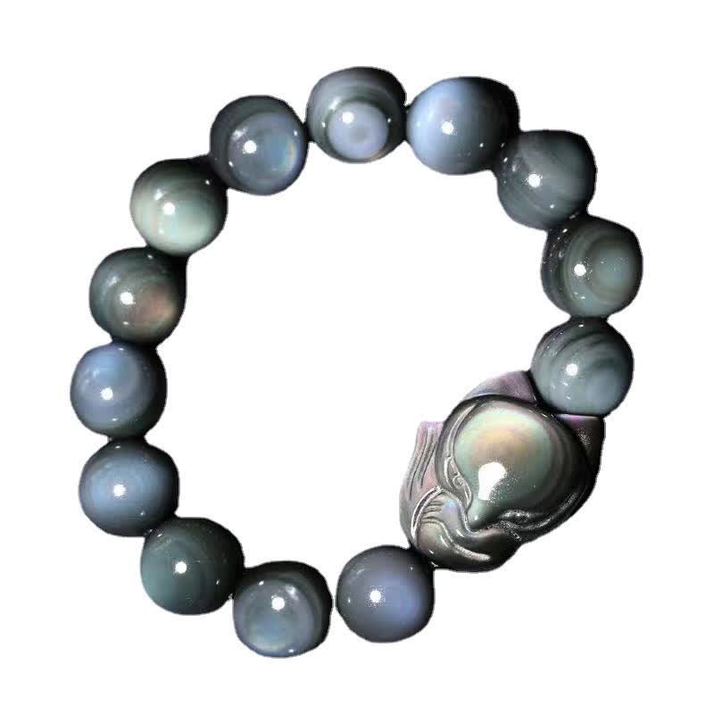 KarmaRipple's Rainbow Obsidian Fox Balancing Positive Bracelet p10