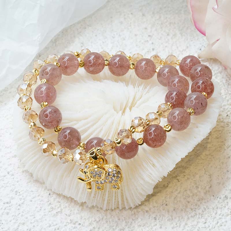KarmaRipple's Rose Quartz Elephant Balancing Energy Talisman Bracelet p1