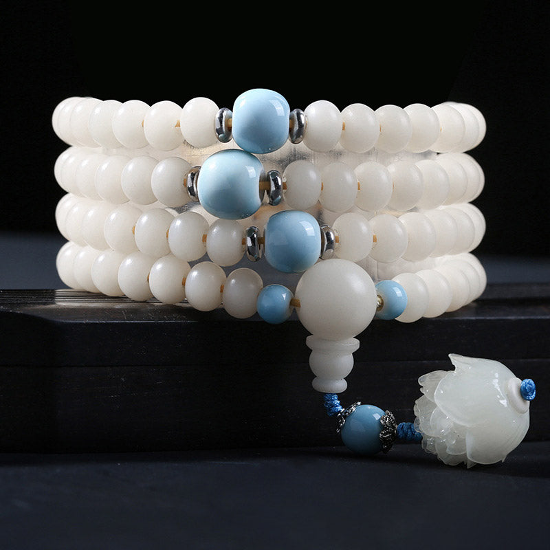 KarmaRipple's Bodhi Seed Bead Lotus Blessing Talisman Bracelet p32
