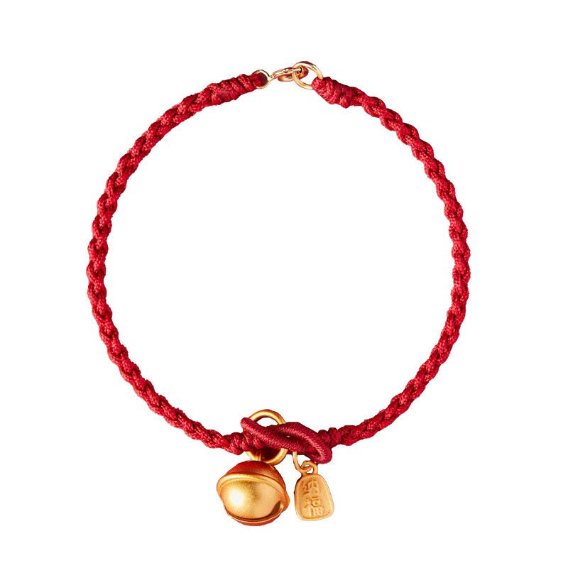 KarmaRipple's Handmade Fu Character Talisman Fortune Happiness Bell Red Rope Bracelet p2