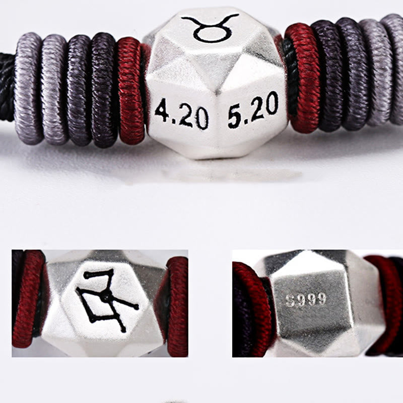 KarmaRipple's 999 Sterling Silver 12 Constellations of the Zodiac Blessing Handmade String Bracelet p20