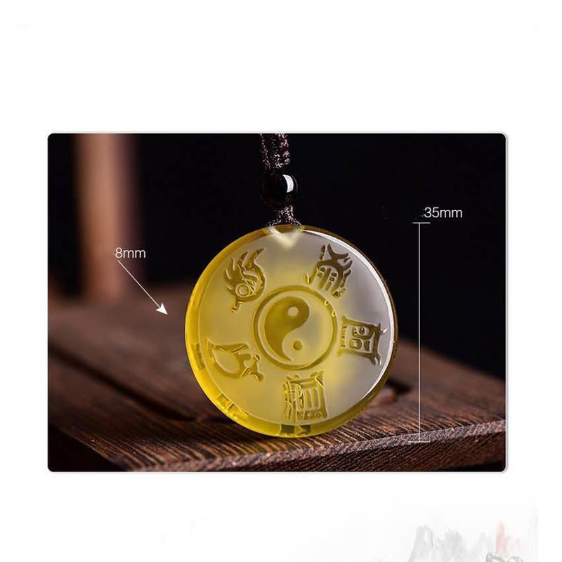 KarmaRipple's Taoism Five Sacred Mountains Yin Yang Symbol Liuli Gemstone Balance Pendant Necklace Key Chain p13