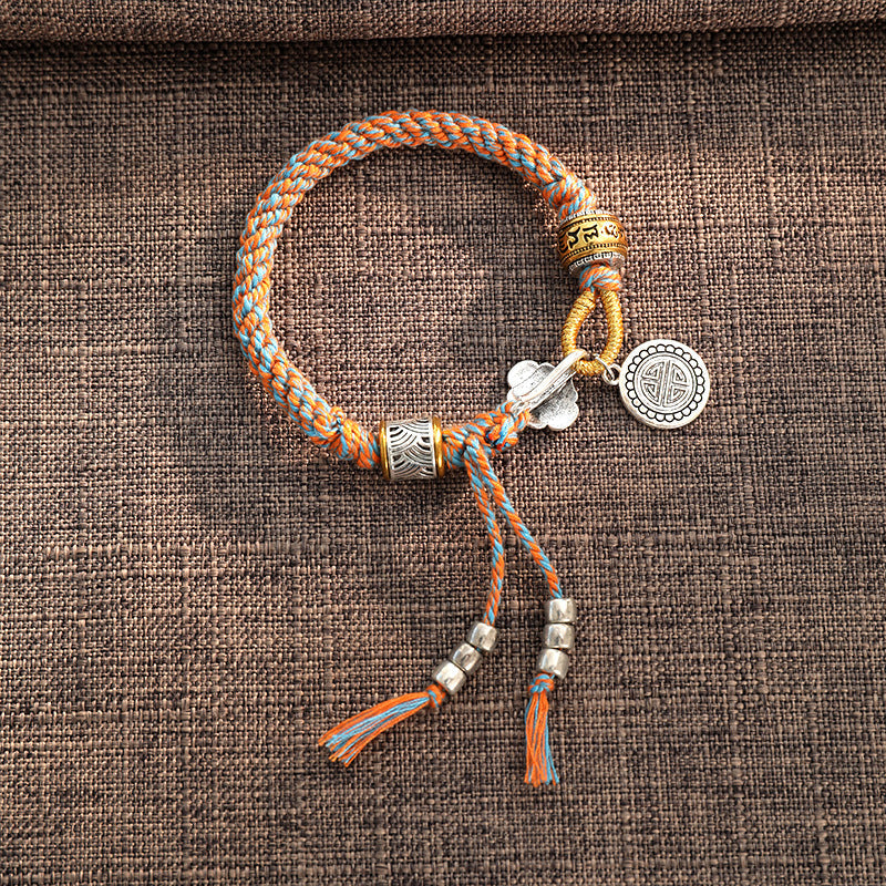 KarmaRipple's Handmade Tibetan Om Mani Padme Hum Fu Character Fortune Fortune Woven Bracelet p7