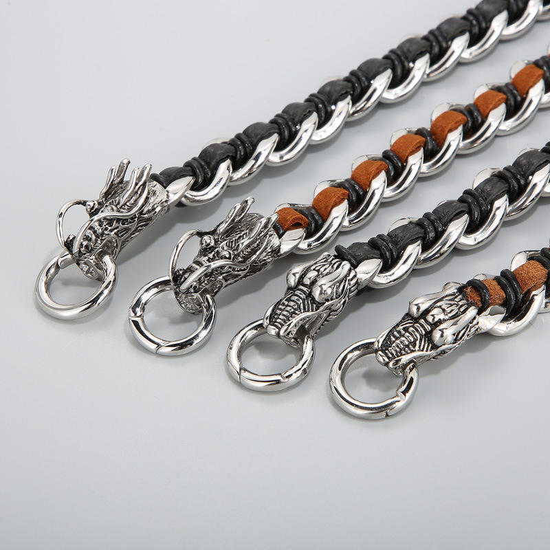 KarmaRipple's Dragon Leather Titanium Steel Protection Fortune Woven Bracelet p9