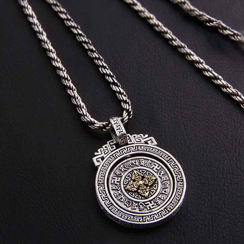 KarmaRipple's Tibetan Om Mani Padme Hum Double Dorje Vajra Rotatable Purity Peace Pendant Necklace p2