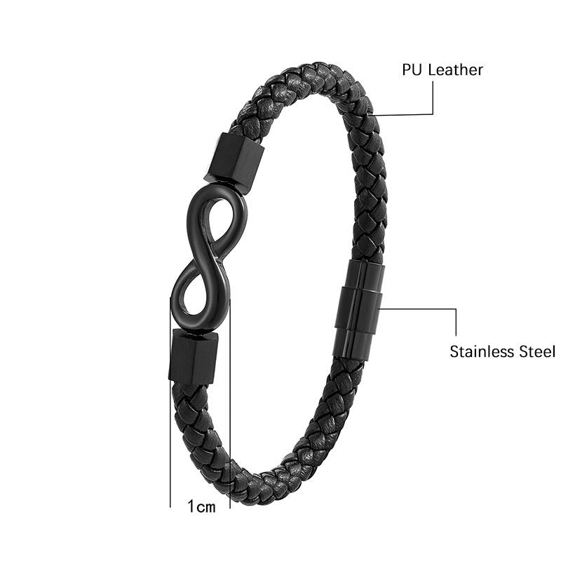 KarmaRipple's Endless Weave Titanium Steel Infinity Leather Weave Balance Bracelet p9