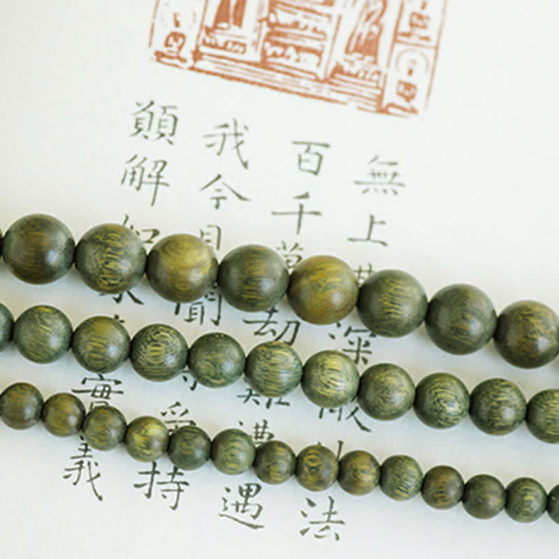 KarmaRipple's 108 Mala Beadwork Green Sandalwood Boxwood Lotus Positive Bracelet p14