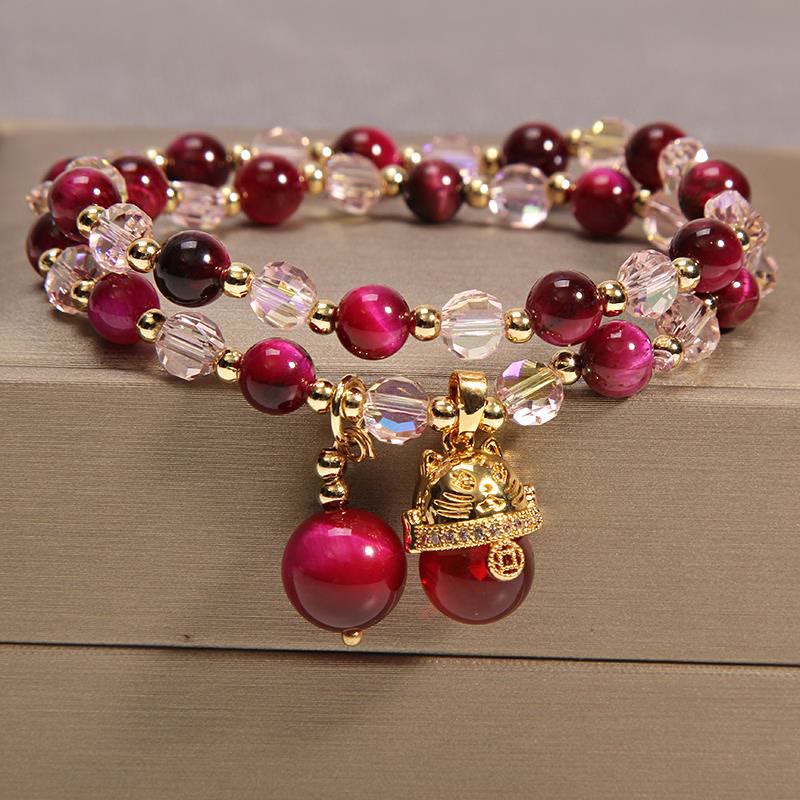 KarmaRipple's Tiger Eye Pixiu Fox Money Bag Protection Self Confidence Double Wrap Bracelet p22