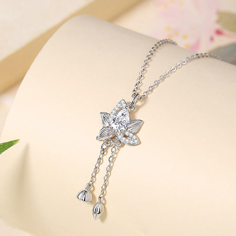 KarmaRipple's 925 Sterling Silver Lotus Zircon Enlightenment Pendant Necklace p4