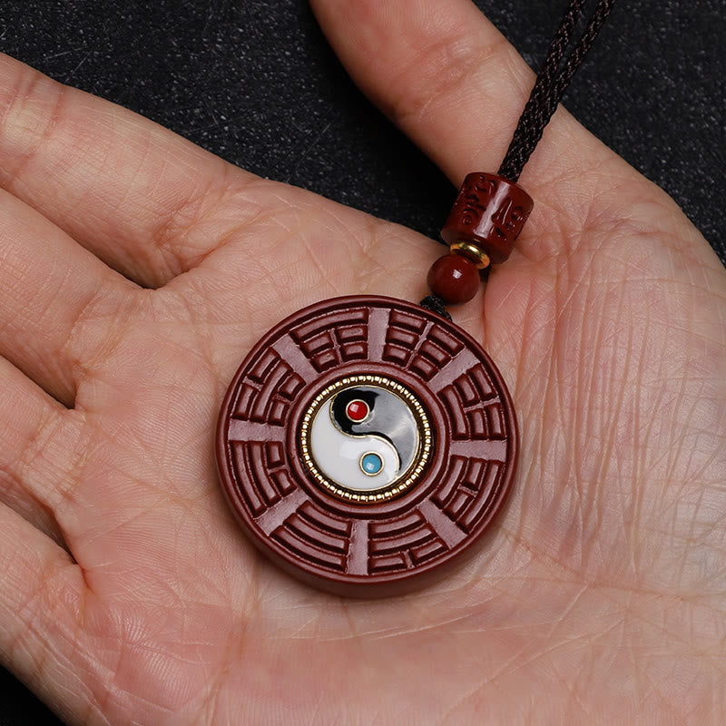 KarmaRipple's Authentic Cinnabar Bagua Rotatable Yin Yang Keep Away Evil Spirits Pendant Necklace p7