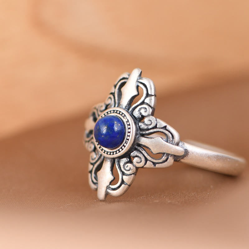 KarmaRipple's Tibet 925 Sterling Silver Authentic Lazurite Positive Adjustable Ring p3