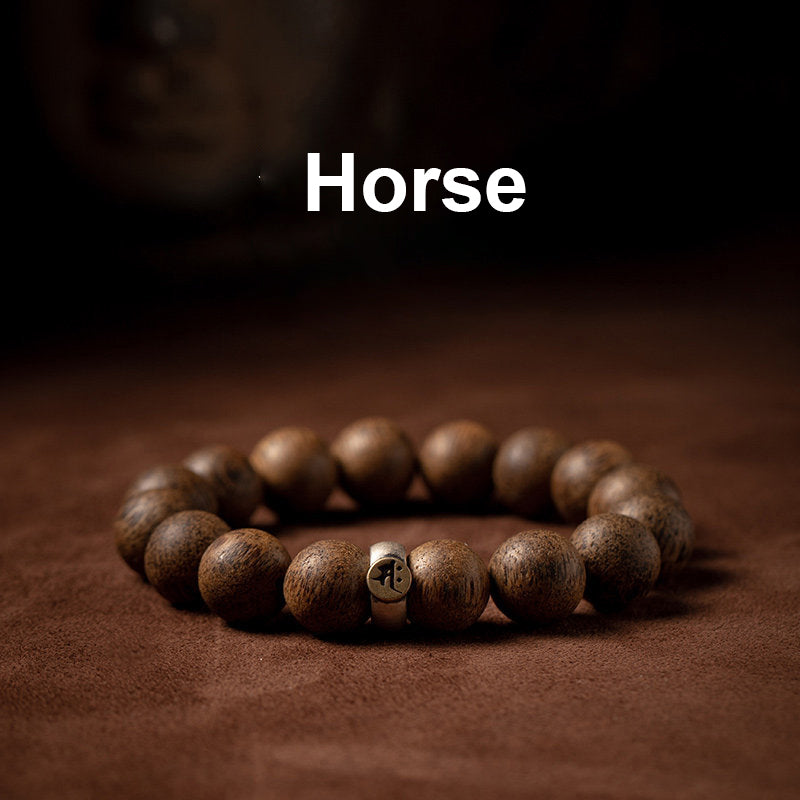 KarmaRipple's Chinese Zodiac Natal Buddha Authentic Agarwood Silver Peace Calm Bracelet p6