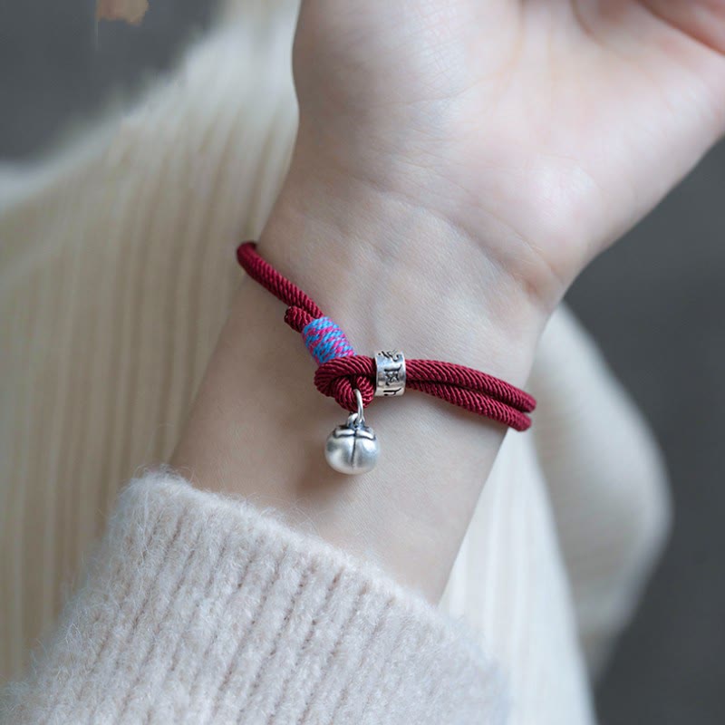 KarmaRipple's 925 Sterling Silver Tibetan Handmade Om Mani Padme Hum Persimmon Talisman Fortune Protection Woven Bracelet p7