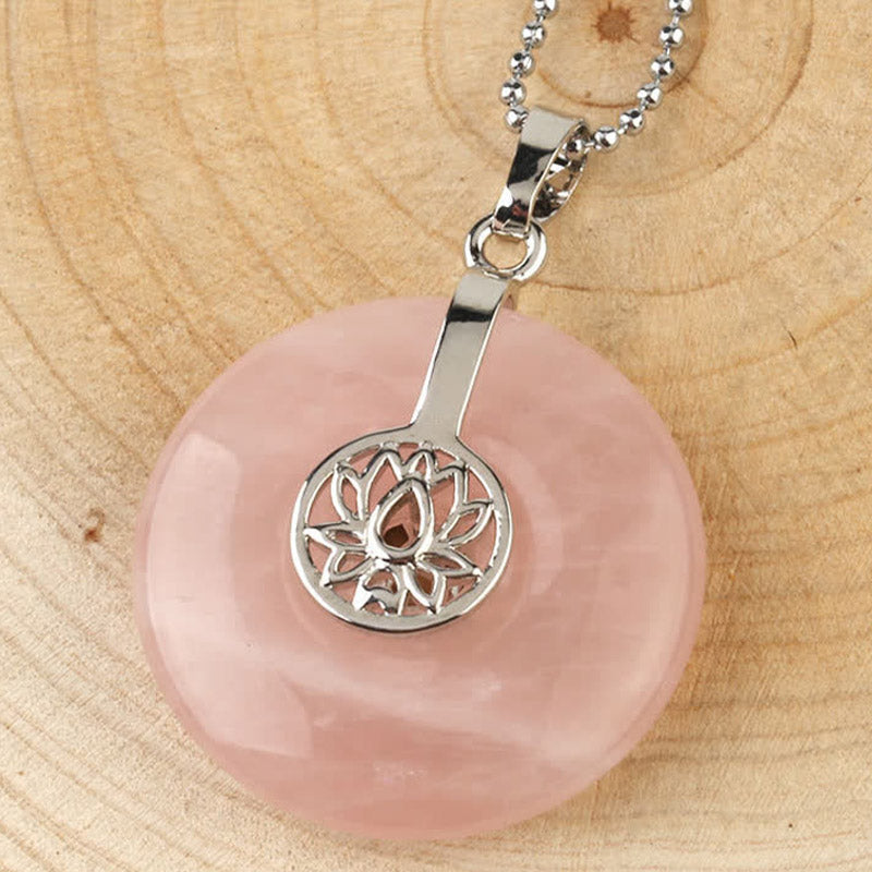 KarmaRipple's Various Gemstone Amethyst Pink Gemstone Lotus Balancing Pendant Necklace p32