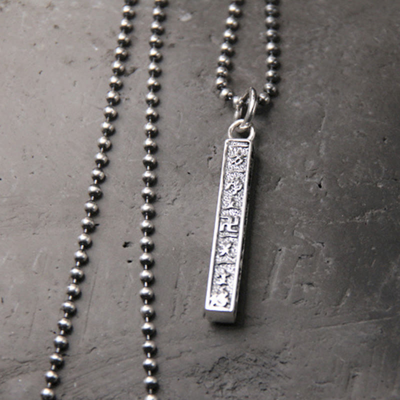 KarmaRipple's 925 Sterling Silver Tibetan Om Mani Padme Hum Buddha Swastika Symbol Wisdom Pendant Necklace p3