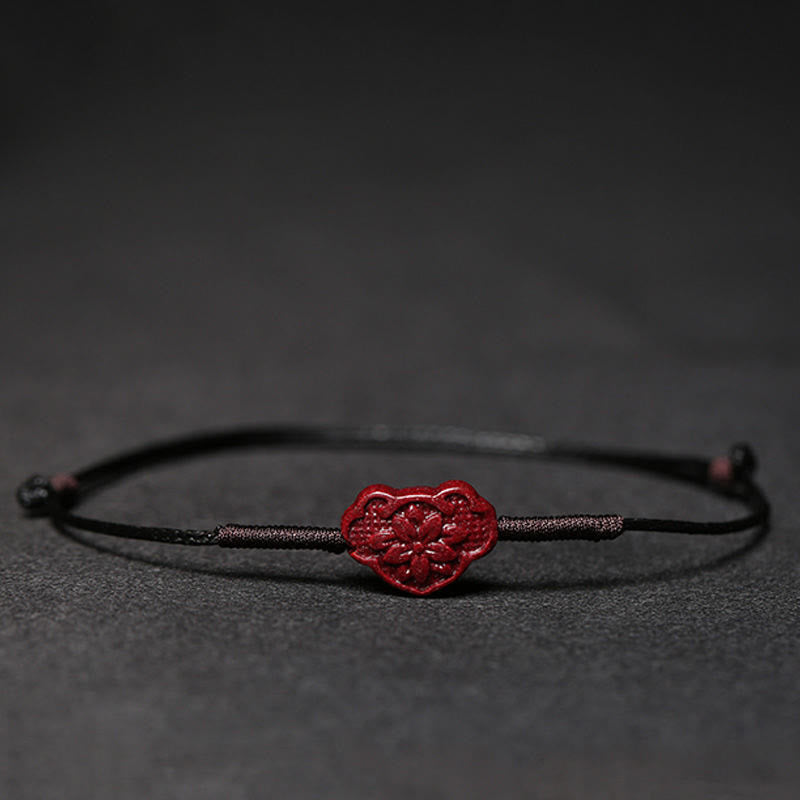 KarmaRipple's Handmade Plum Blossom Four Leaf Clover PiXiu Lotus Koi Fish Cinnabar Blessing Braid Bracelet p44