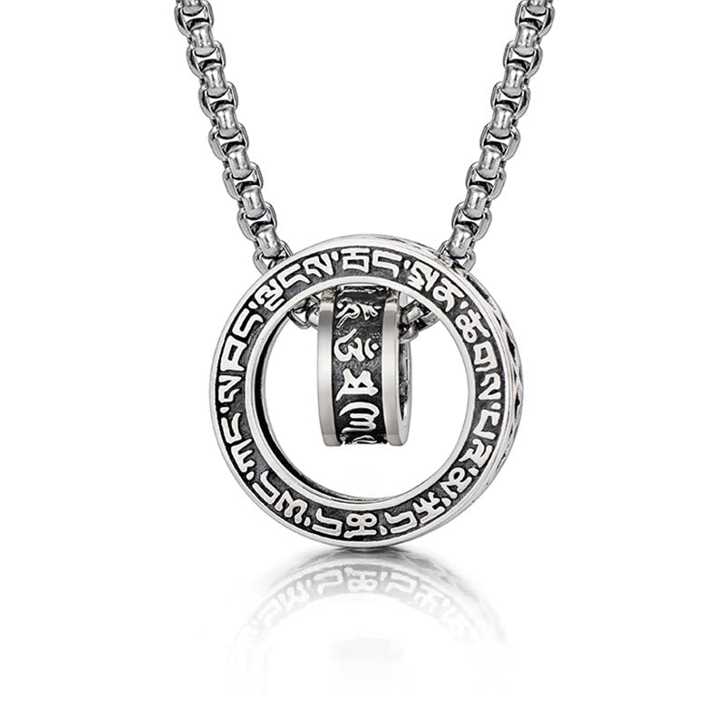 KarmaRipple's Tibetan Om Mani Padme Hum Carved Peace Purity Chain Pendant Necklace p1