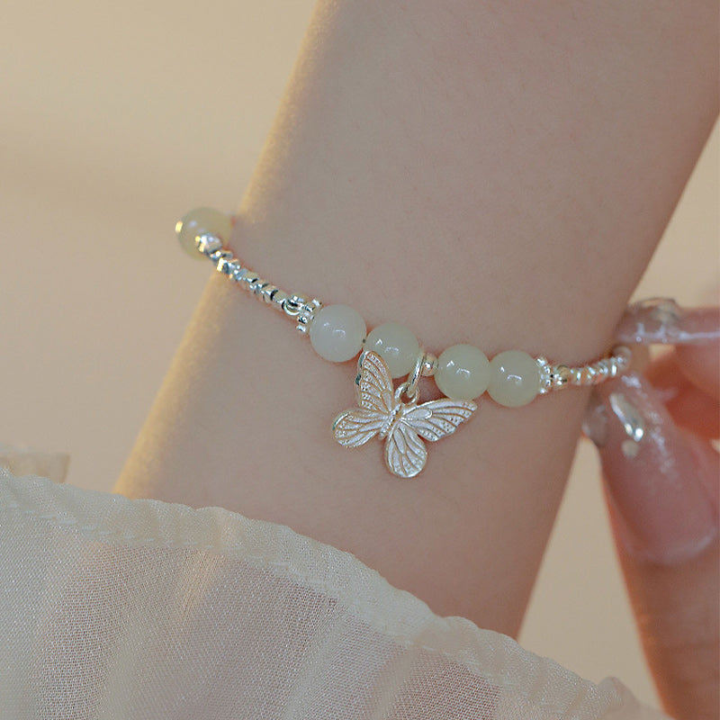 KarmaRipple's 925 Sterling Silver Authentic Hetian Jade Fortune Butterfly Talisman Bracelet p2