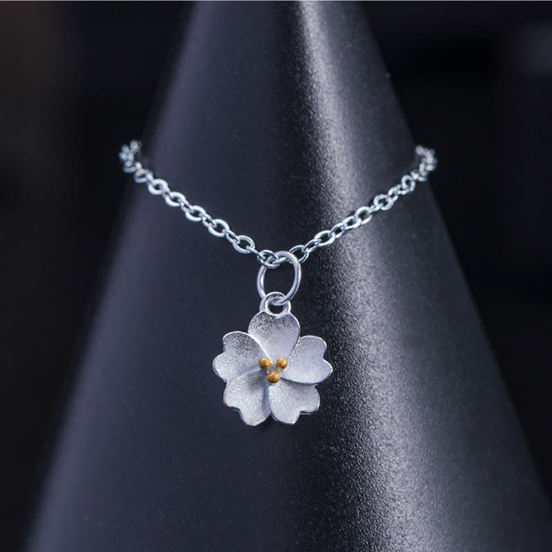 KarmaRipple's 925 Sterling Silver Cherry Blossom Flower Blessing Pendant Necklace p4