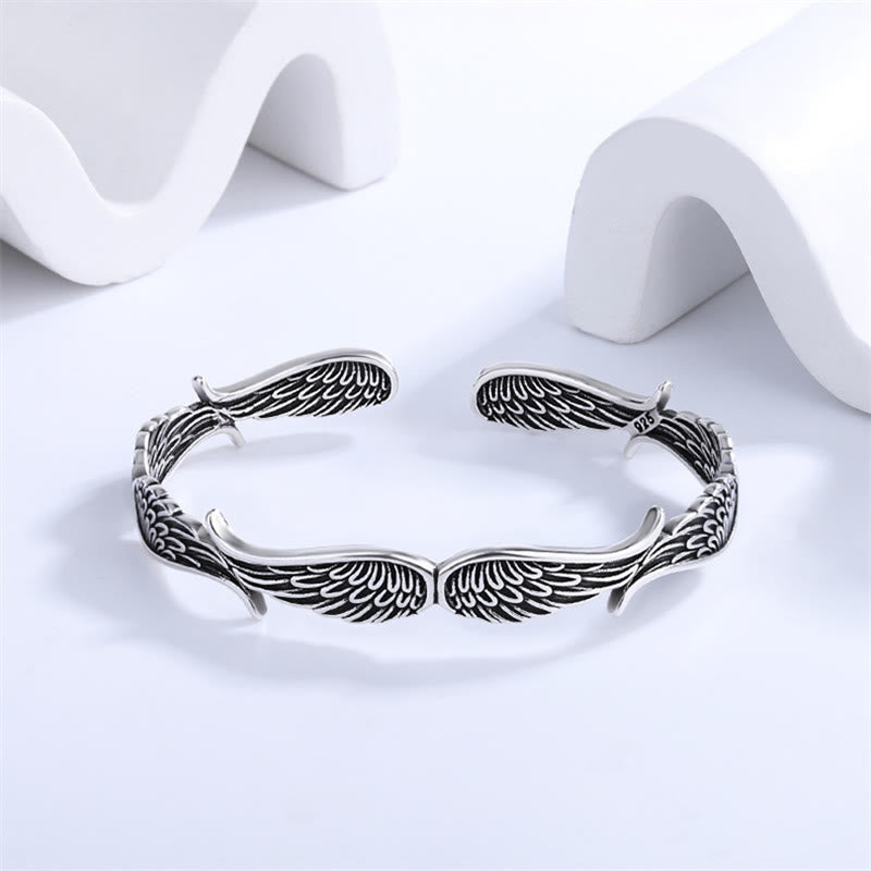 KarmaRipple's Angel Wings Feather Pattern Carved Fortune Cuff Bracelet Bangle p14