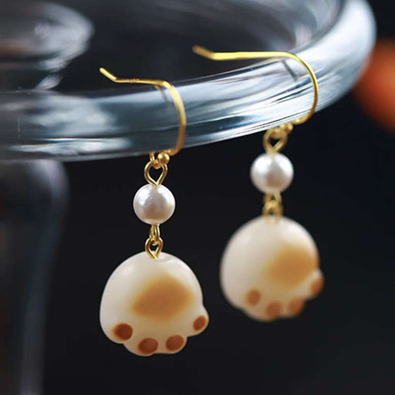 KarmaRipple's Bodhi Seed Lovely Cat Paw Claw Peace Dangle Drop Earrings p2