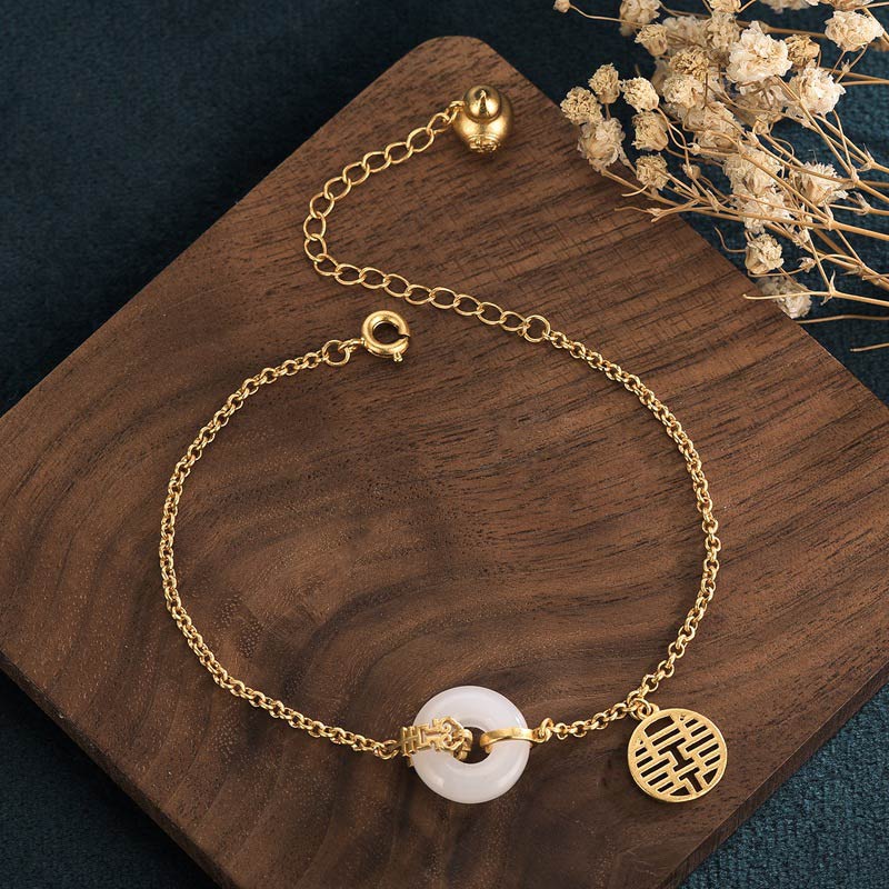 KarmaRipple's Ivory Jade Double Happiness Fortune Bracelet p2