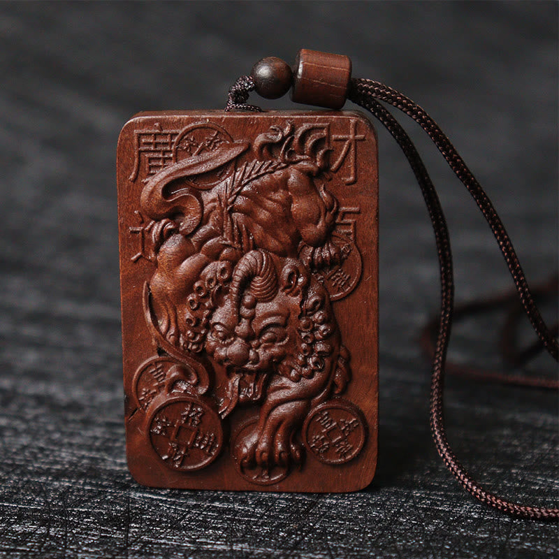 KarmaRipple's Authentic Lightning Struck Jujube Wood PiXiu Bronze Coin Good Fortune Pendant Necklace p7
