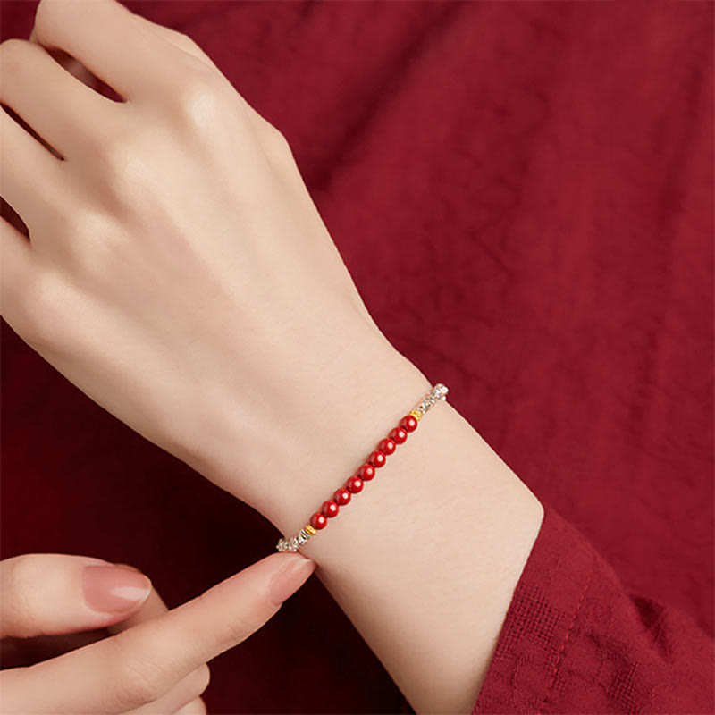 KarmaRipple's 925 Sterling Silver Cinnabar Fu Character Blessing Bracelet p3