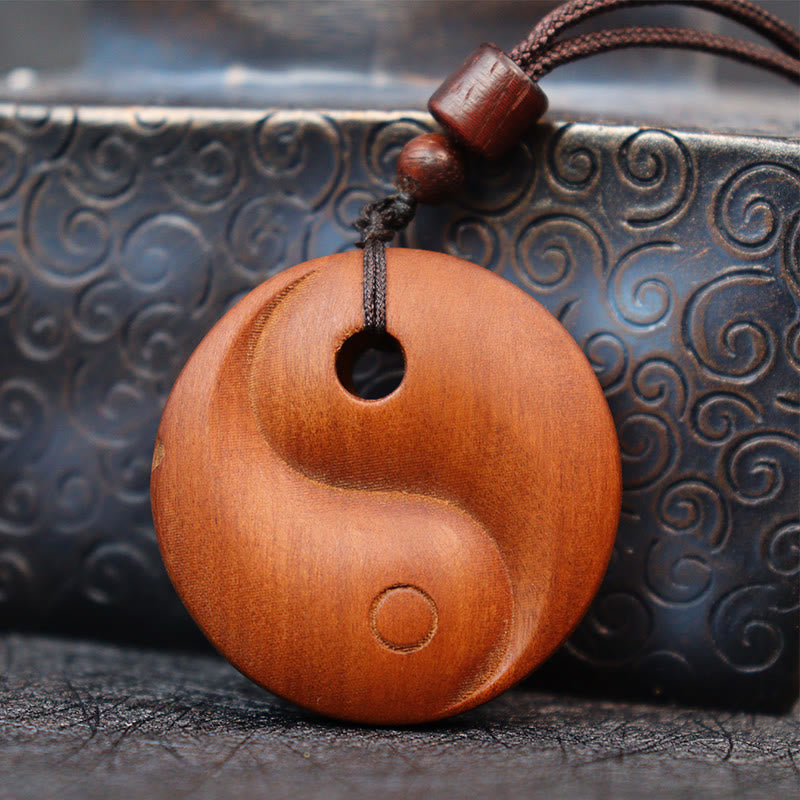 KarmaRipple's Lightning Struck Jujube Wood Yin Yang Fortune Protection Pendant Necklace p5