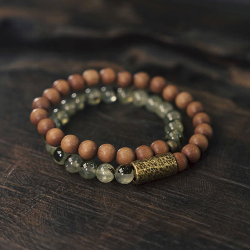 KarmaRipple's Green Rutilated Quartz Authentic Sandalwood Purification Bracelet p2