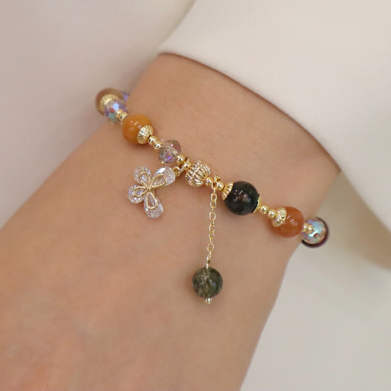 KarmaRipple's Authentic Fu Lu Shou Rainbow Gemstone Rutilated Quartz Wealth Butterfly Talisman Bracelet p8