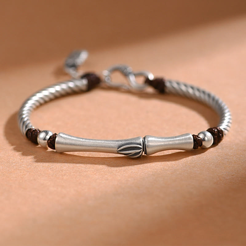 KarmaRipple's 999 Sterling Silver Bamboo Pattern Cicada Fortune Wealth Bracelet p12