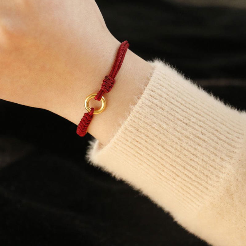 KarmaRipple's Alloy Peace Buckle Fortune Red String Bracelet p5